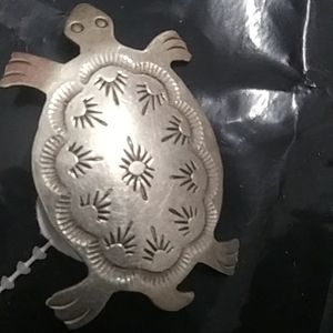 Vintage Sterling Silver Turtle Brooch/ Signed H B